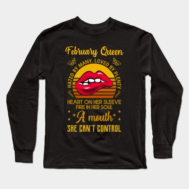 February Birthday Queen Long Sleeve T-Shirt by Dojaja